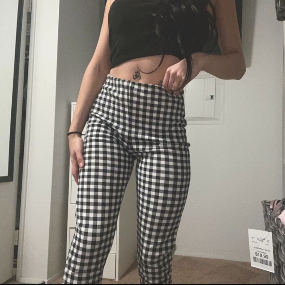 Checkered high waist pants